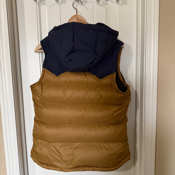 Patagonia Down Bivi Vest Women's Medium Hooded Brown Navy Western - Picture 5 of 7